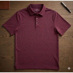 Vineyard Vines Men’s Polo Shirt Size M Pima Cotton Blend Red Navy Stripe Classic